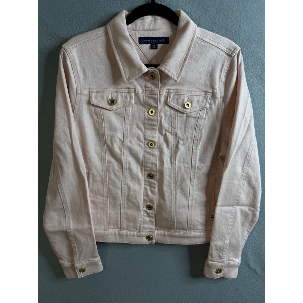 Tommy Hilfiger Denim Jacket Women's Medium Classic Fit Gold Button‎ Accents